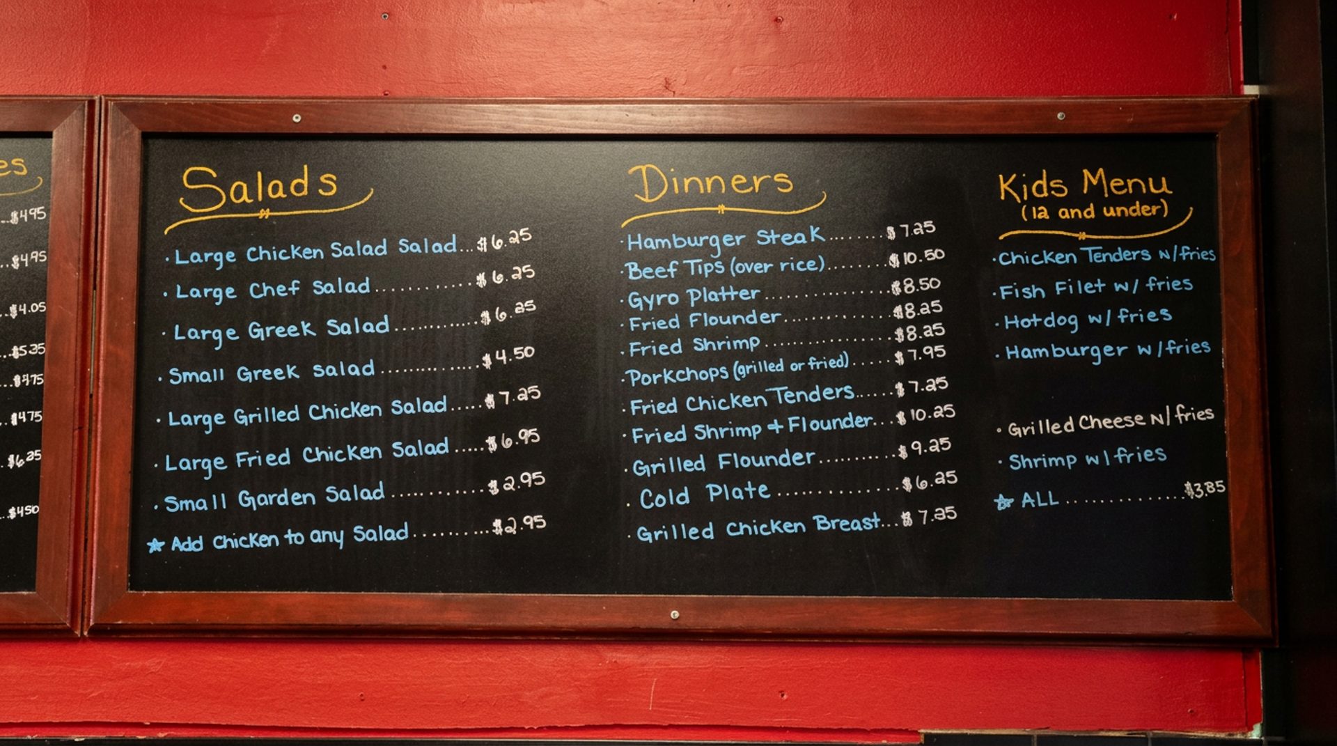 A dedicated kids' menu