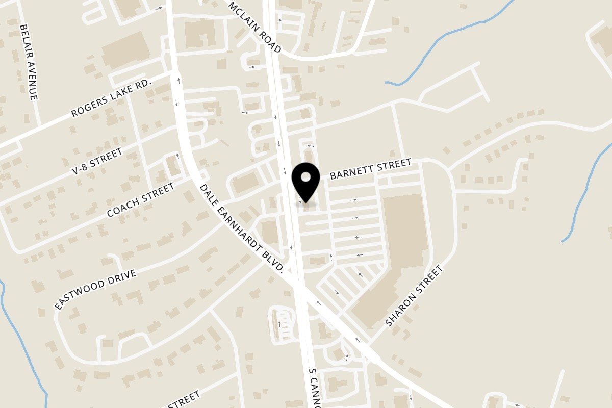 Map showing the location of The 29 Grill S Cannon Blvd on 1301 S Cannon Blvd in Kannapolis